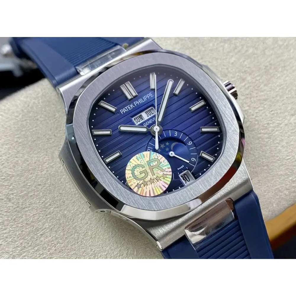 Super Clone Nautilus 5726/1A Annual Calendar, Moon phases 40.5 mm, Steel, Blue Dial - Image 3