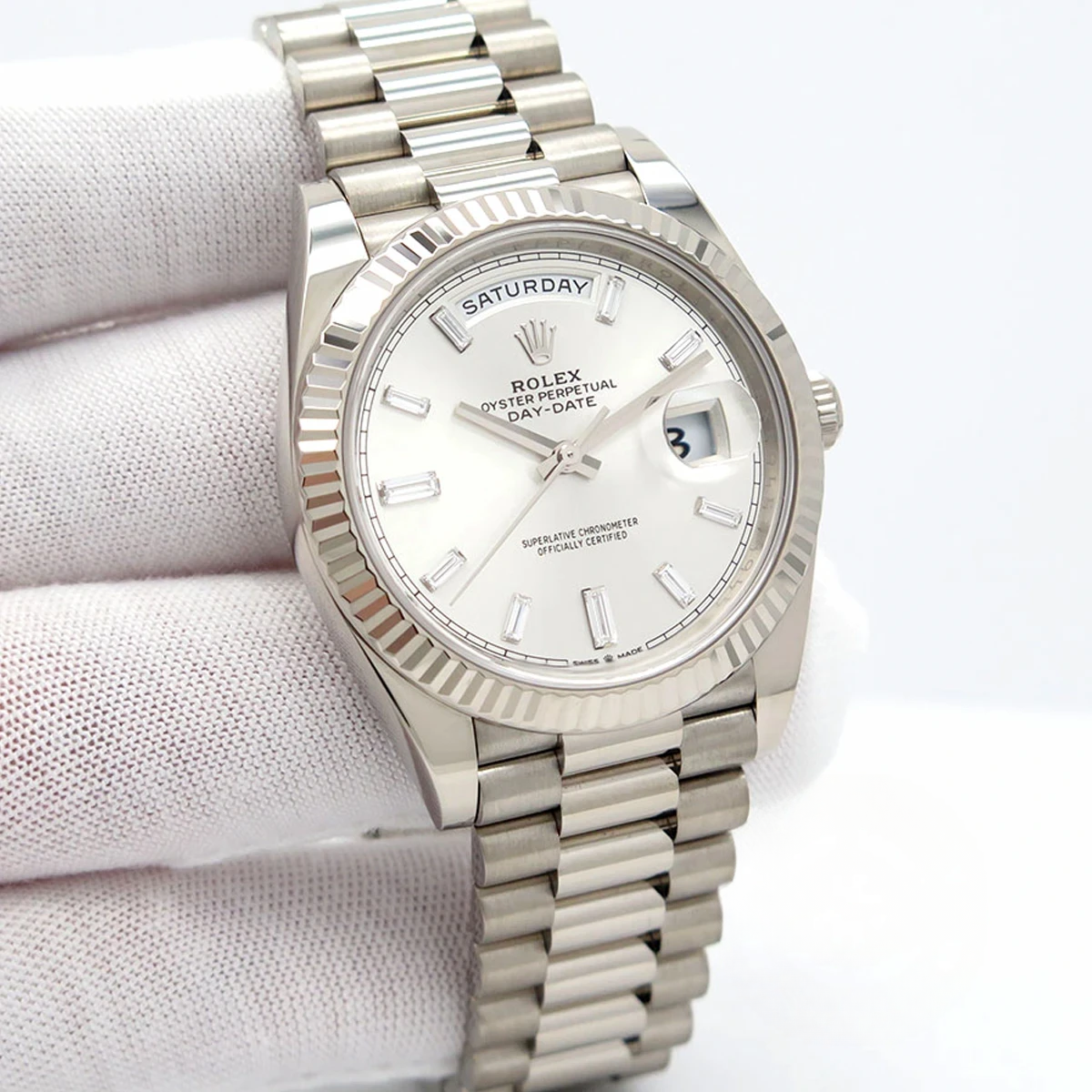 Rolex 228239-0003 Day-Date 40 White Gold Silver Baguette - Image 2