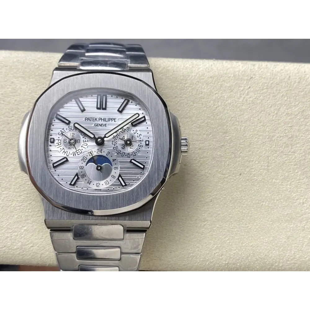 Replica Nautilus 5740/1G-001 Patek Philippe Perpetual Calendar 40 mm, White gold, White Dial - Image 2