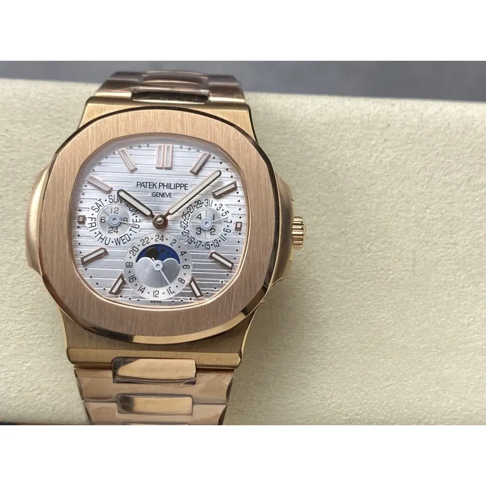 Replica Nautilus 5740/1G-001 Patek Philippe Perpetual Calendar 40 mm, Rose gold, White Dial - Image 2