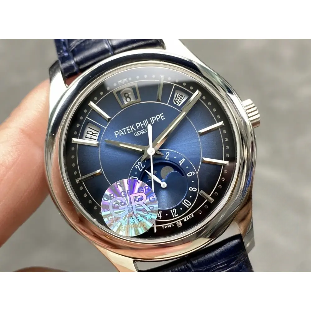 Super Clone Complications 5205G-013 Patek Philippe ANNUAL CALENDAR, MOON PHASES. 40 mm, White gold, Blue Dial - Image 2