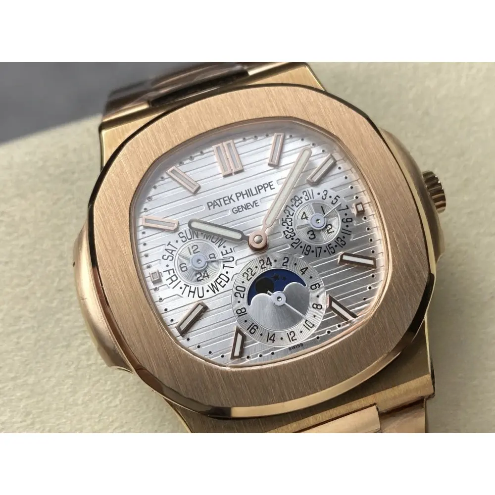 Replica Nautilus 5740/1G-001 Patek Philippe Perpetual Calendar 40 mm, Rose gold, White Dial - Image 3