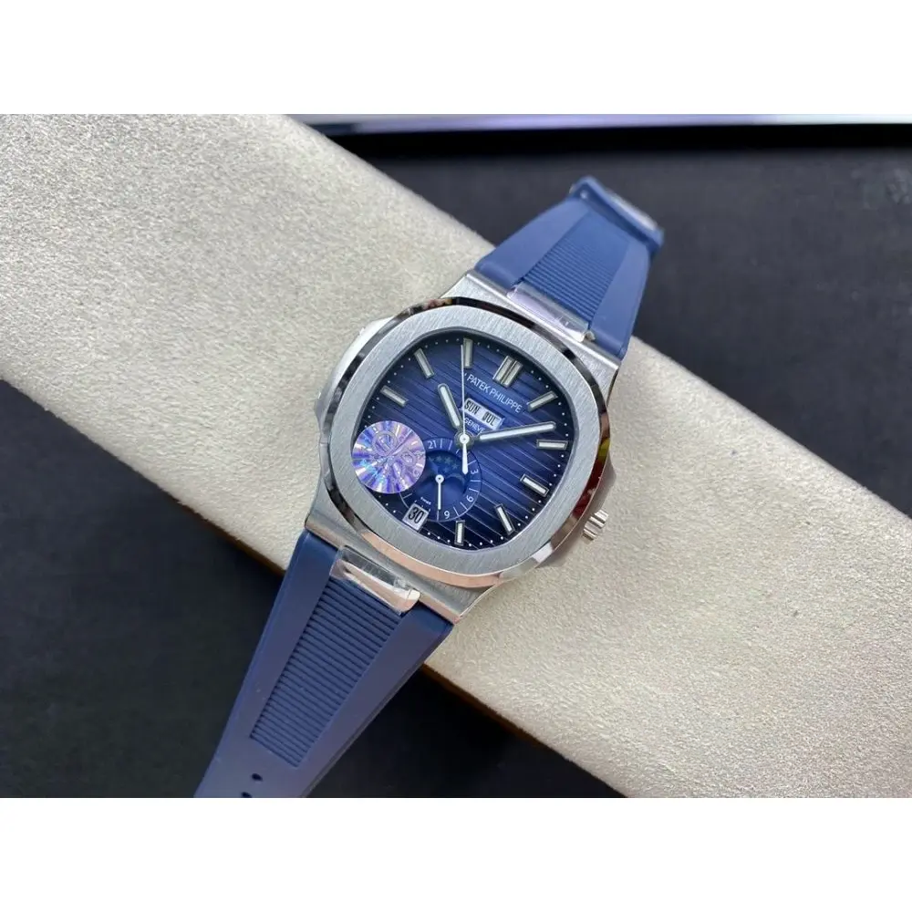 Super Clone Nautilus 5726/1A Annual Calendar, Moon phases 40.5 mm, Steel, Blue Dial - Image 5