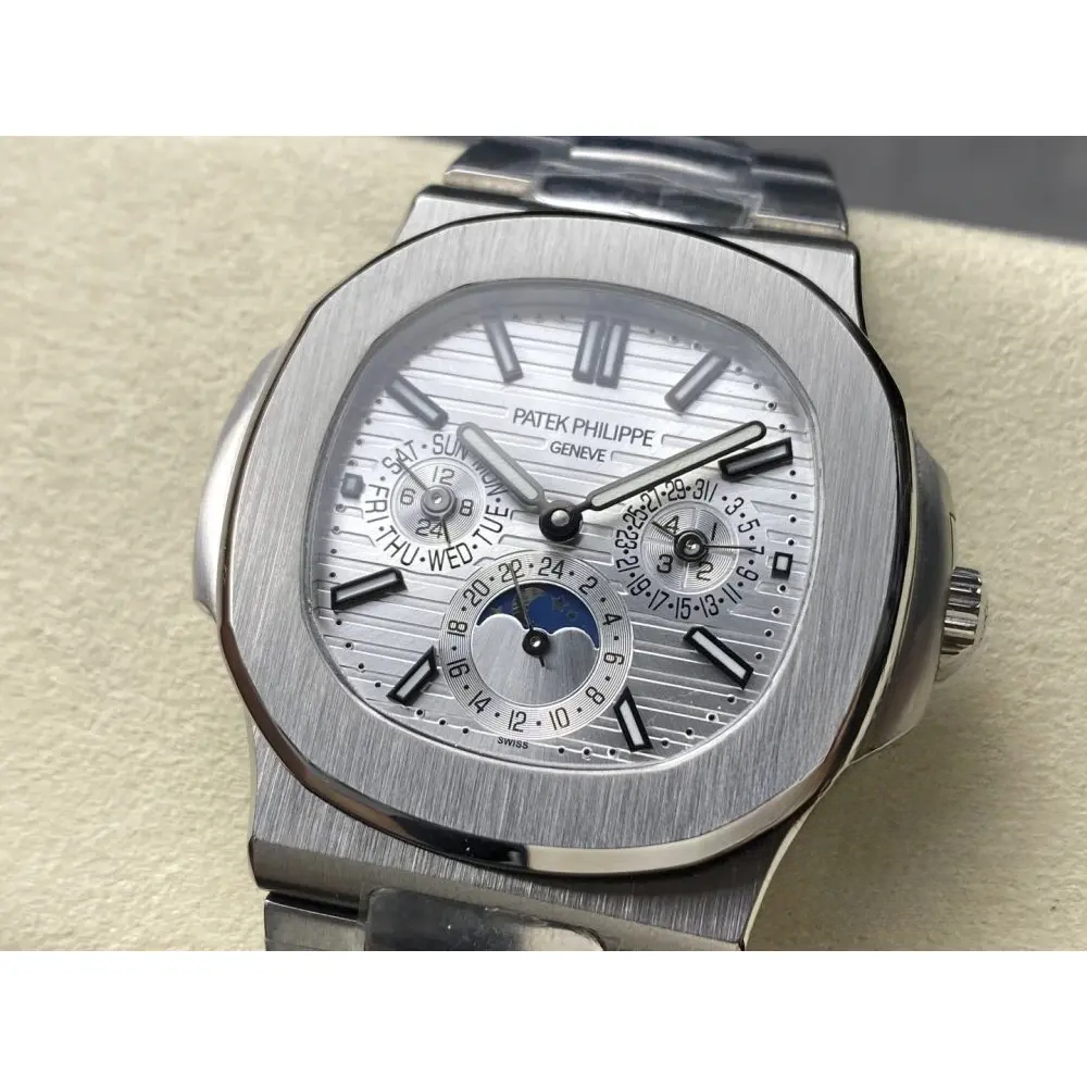 Replica Nautilus 5740/1G-001 Patek Philippe Perpetual Calendar 40 mm, White gold, White Dial - Image 3