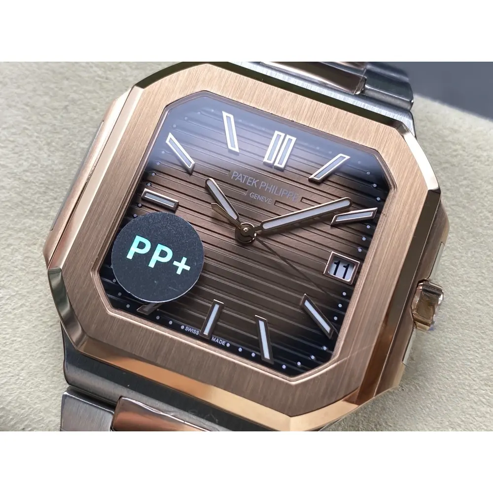 Super Clone Cubitus 5821 Patek Philippe 45 mm Steel Rose Gold Brown Ombre Dial - Image 7