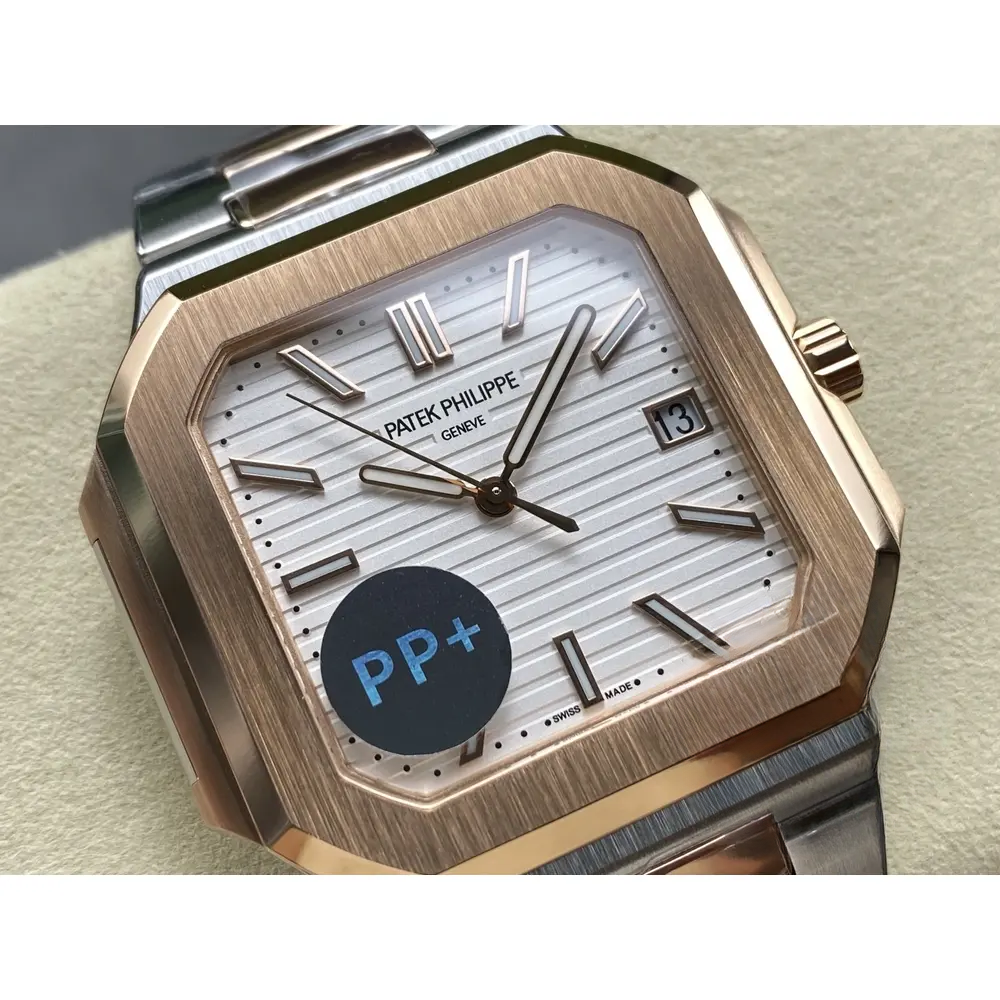 Replica Cubitus 5821 Patek Philippe 45 mm Steel Rose Gold White Dial - Image 4