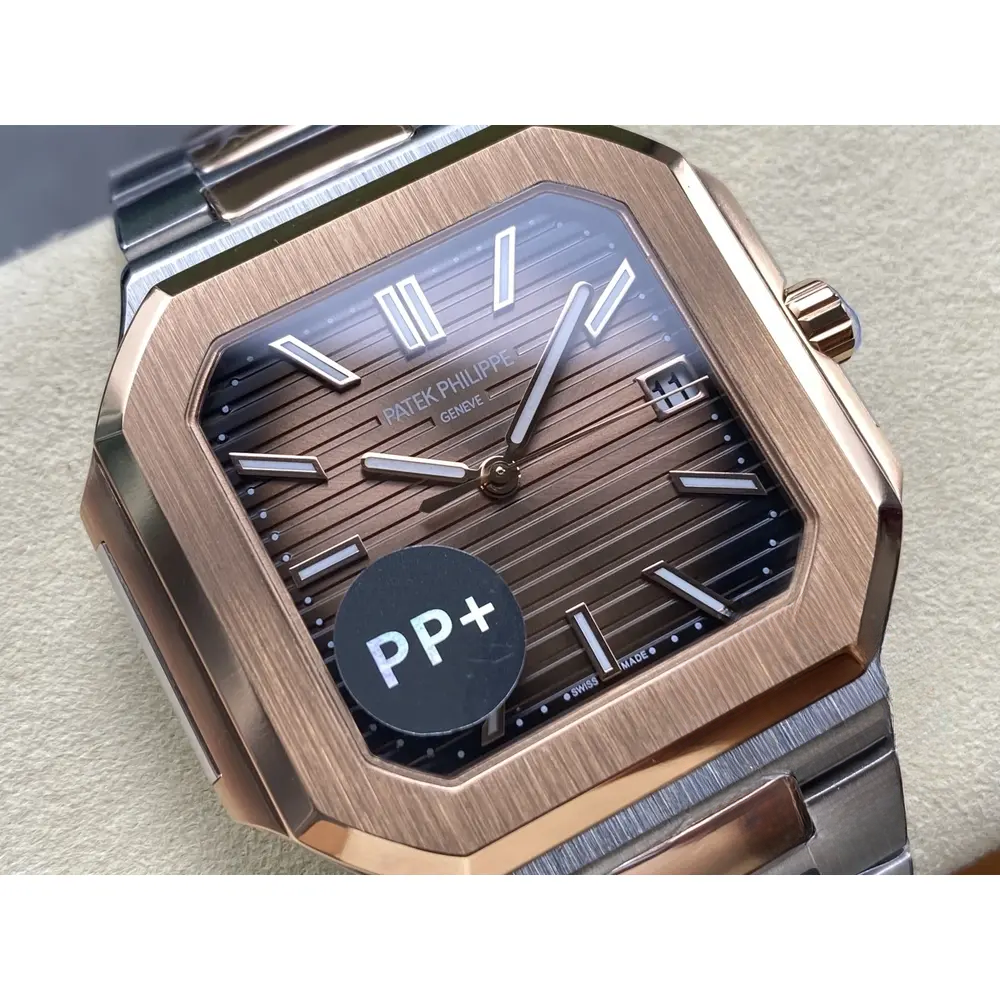 Super Clone Cubitus 5821 Patek Philippe 45 mm Steel Rose Gold Brown Ombre Dial - Image 2