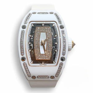 Replica Richard Mille 07-01 White Ceramic & Rose Gold With Diamonds White Dial
